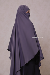 Steel Grey Long Mubarak Diamond Khimar - Nida Extra Long