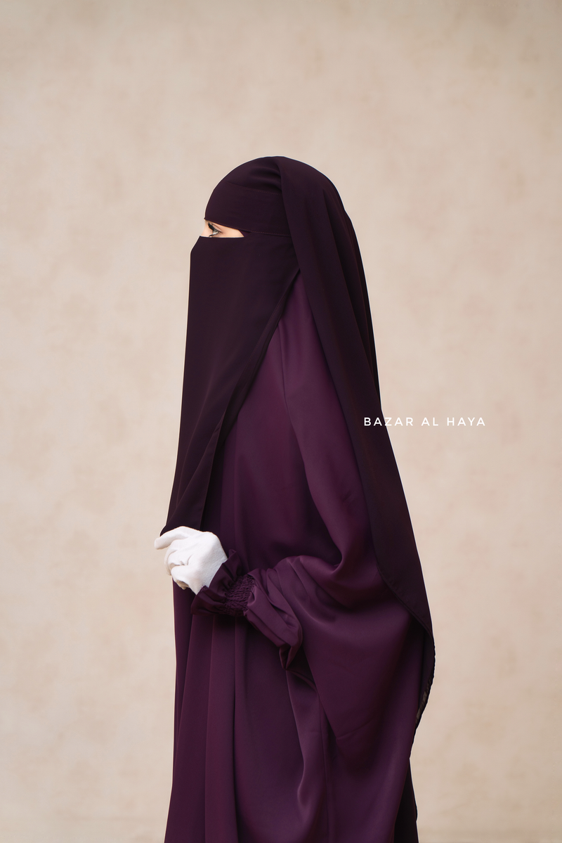 Purple Two Layer Niqab - Wide - Super Breathable Veil