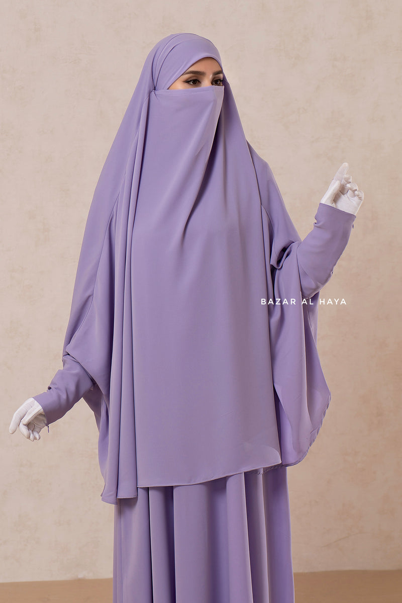 Yasmin Lilac Two Piece Jilbab With Dress & Khimar - Long & Loose Style, Light Soft Breathable Fabric