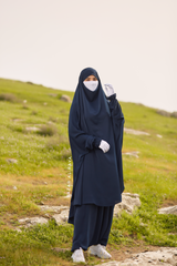 Navy Hafsa Two Piece Jilbab With Harem Pants - Athletic Shalwar