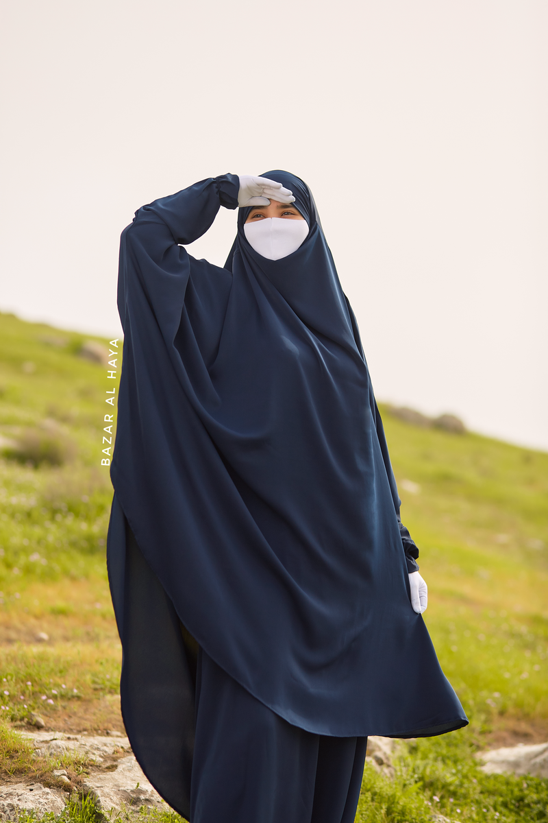 Navy Hafsa Two Piece Jilbab With Harem Pants - Athletic Shalwar