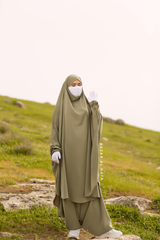 Pear Hafsa Two Piece Jilbab With Harem Pants - Athletic Shalwar