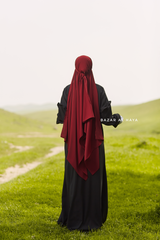 Maroon Tie Back Scarf & Khimar In Long Rectangle Shape - Style & More