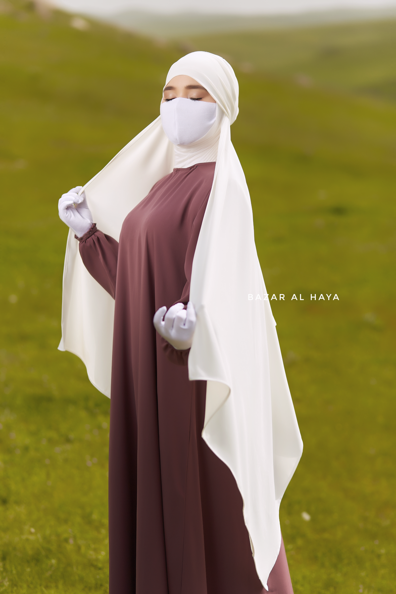 Ivory Tie Back Scarf & Khimar In Long Rectangle Shape - Style & More