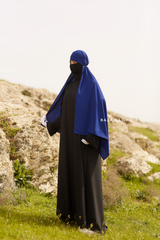 Royal Blue Tie Back Scarf & Khimar In Long Rectangle Shape - Style & More