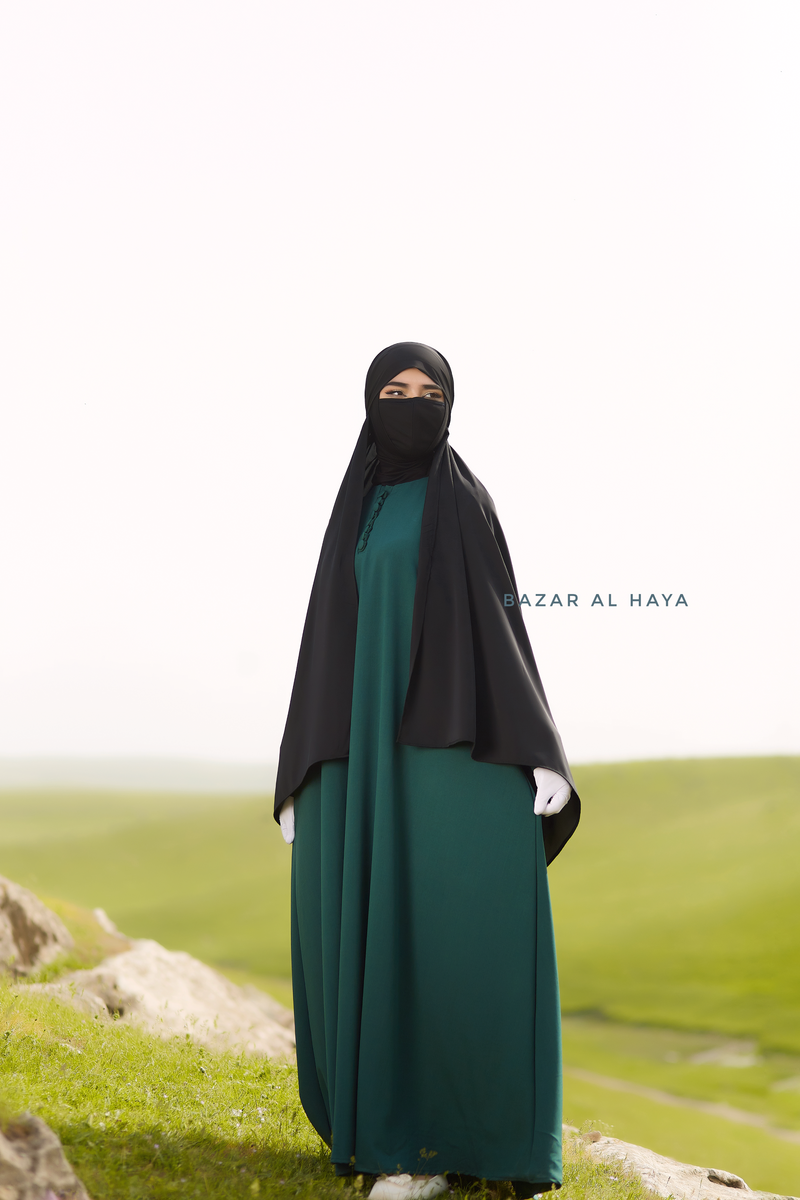 Black Tie Back Scarf & Khimar In Long Rectangle Shape - Style & More