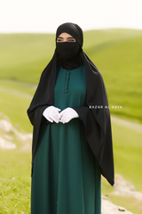 Black Tie Back Scarf & Khimar In Long Rectangle Shape - Style & More