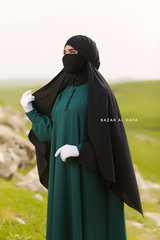 Black Tie Back Scarf & Khimar In Long Rectangle Shape - Style & More
