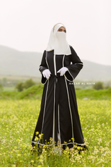 Fazeela Black Open Front Abaya In Classic Design - Premium Silk Crepe