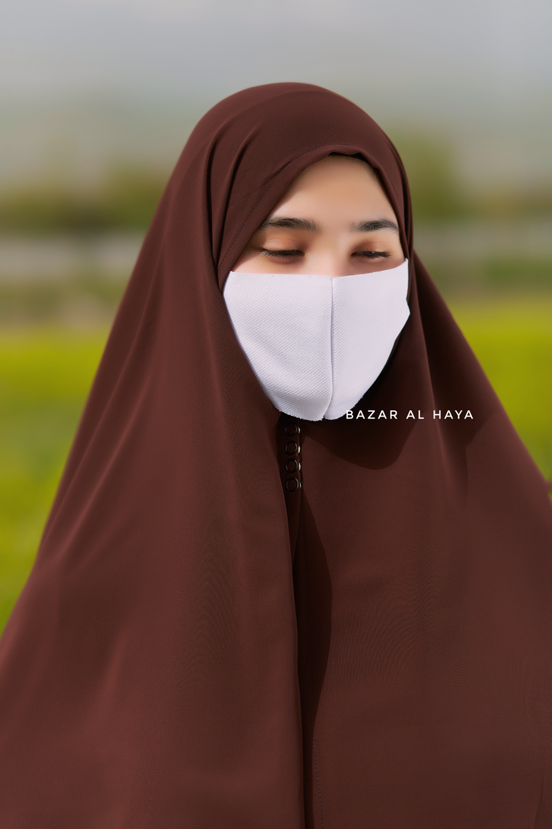 Two Layer Brown Three -In- One Snap Scarf, Khimar, Cape - Super Soft & Quality