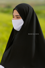 Two Layer Black Three -In- One Snap Scarf, Khimar, Cape - Super Soft & Quality