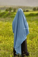 Sky Blue Munawwar Extra Long Triangle Diamond Khimar - Soft Nida