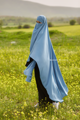 Sky Blue Munawwar Extra Long Triangle Diamond Khimar - Soft Nida