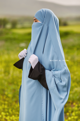 Sky Blue Munawwar Extra Long Triangle Diamond Khimar - Soft Nida