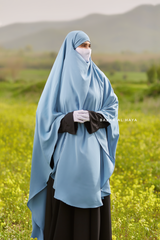 Sky Blue Munawwar Extra Long Triangle Diamond Khimar - Soft Nida