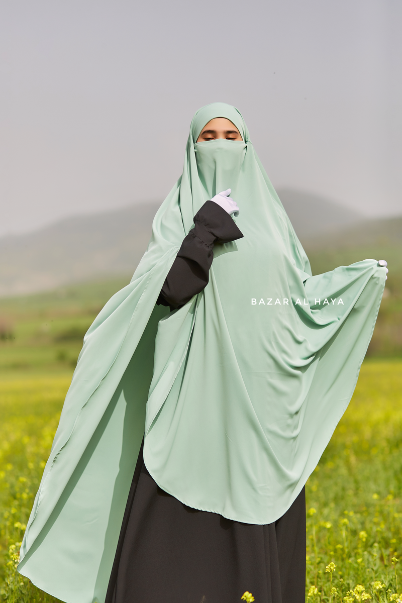 Mint Munawwar Extra Long Triangle Diamond Khimar - Soft Nida