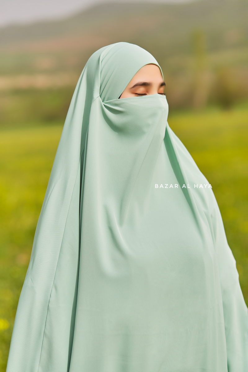 Mint Munawwar Extra Long Triangle Diamond Khimar - Soft Nida