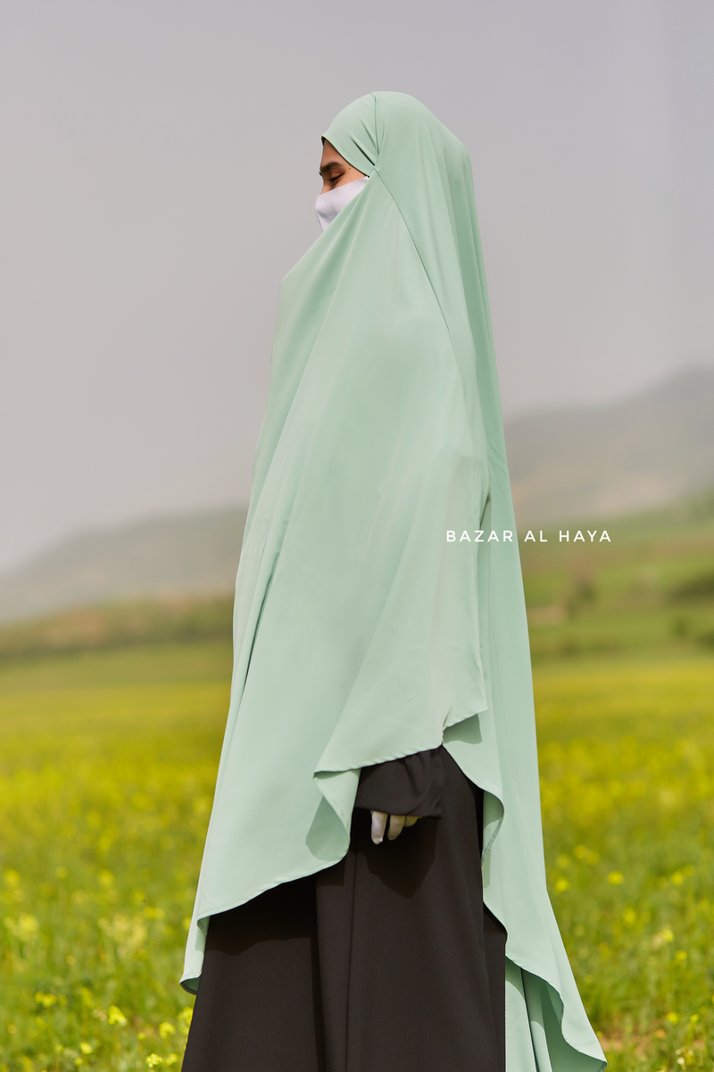 Mint Munawwar Extra Long Triangle Diamond Khimar - Soft Nida