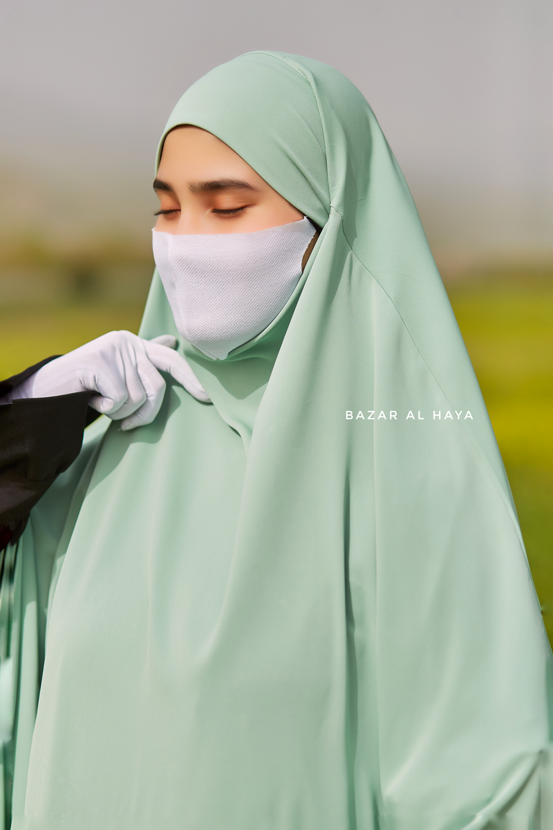 Mint Munawwar Extra Long Triangle Diamond Khimar - Soft Nida