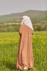 Fathiya Latte Open Front Abaya In Nida - Relaxed Fit