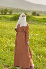 Fathiya Latte Open Front Abaya In Nida - Relaxed Fit