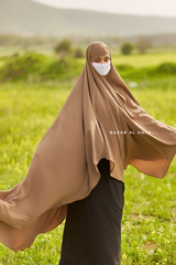 Almond Munawwar Extra Long Triangle Diamond Khimar - Soft Nida