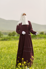 Fathiya Mulberry Open Front Abaya In Nida - Relaxed Fit