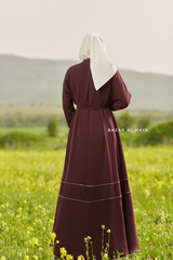 Fathiya Mulberry Open Front Abaya In Nida - Relaxed Fit