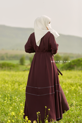 Fathiya Mulberry Open Front Abaya In Nida - Relaxed Fit