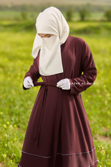 Fathiya Mulberry Open Front Abaya In Nida - Relaxed Fit