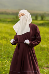 Fathiya Mulberry Open Front Abaya In Nida - Relaxed Fit