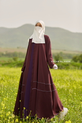 Fathiya Mulberry Open Front Abaya In Nida - Relaxed Fit