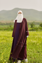 Fathiya Mulberry Open Front Abaya In Nida - Relaxed Fit