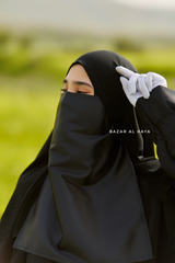 Black Satin Single Half Niqab - Elegant & Modest Veil