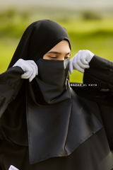 Black Satin Single Half Niqab - Elegant & Modest Veil