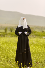 Fathiya Black Open Front Abaya In Nida - Relaxed Fit