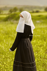 Fathiya Black Open Front Abaya In Nida - Relaxed Fit