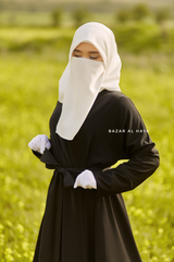 Fathiya Black Open Front Abaya In Nida - Relaxed Fit