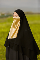 Yellow Gold Satin Single Half Niqab - Elegant & Modest Veil