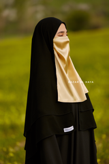 Yellow Gold Satin Single Half Niqab - Elegant & Modest Veil