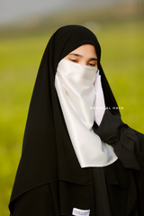 White Satin Single Half Niqab - Elegant & Modest Veil