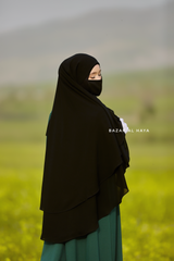 Two Layer Black Three -In- One Snap Scarf, Khimar, Cape - Super Soft & Quality