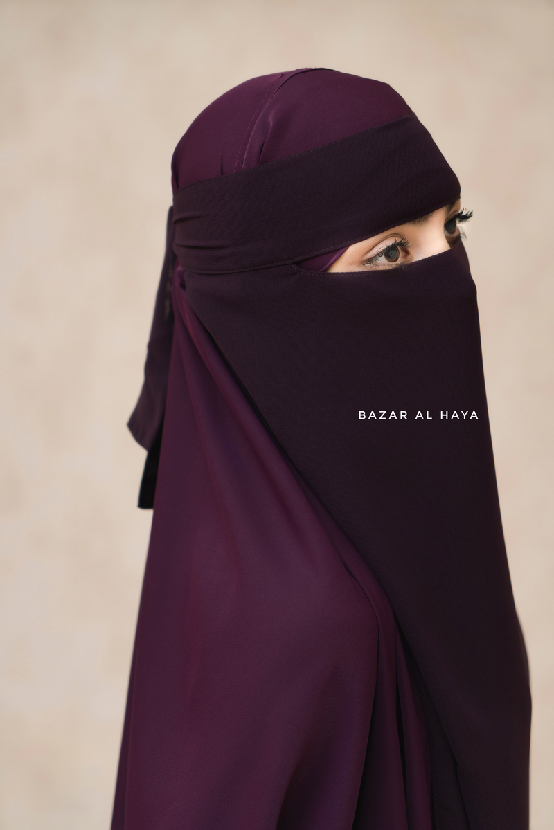 Purple Single Layer Niqab - Extremely Breathable - Large