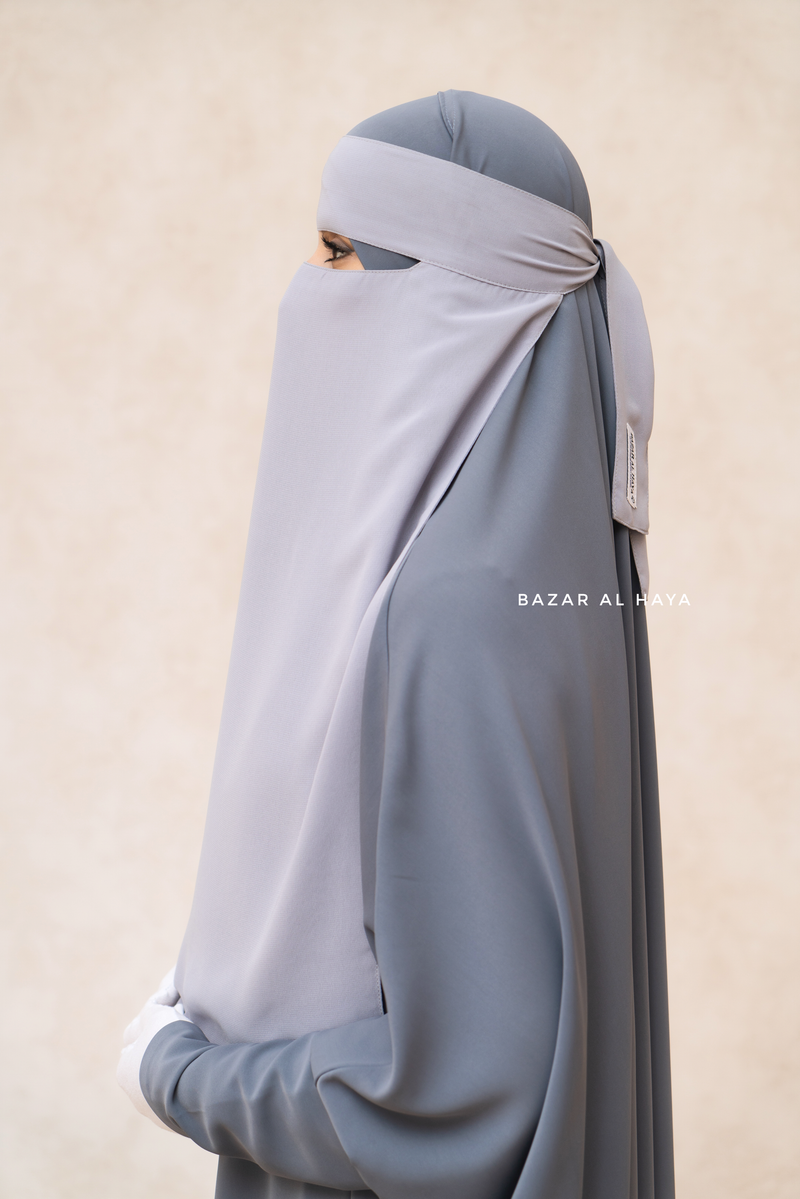 Silver Single Layer Niqab - Super Breathable & Comfy