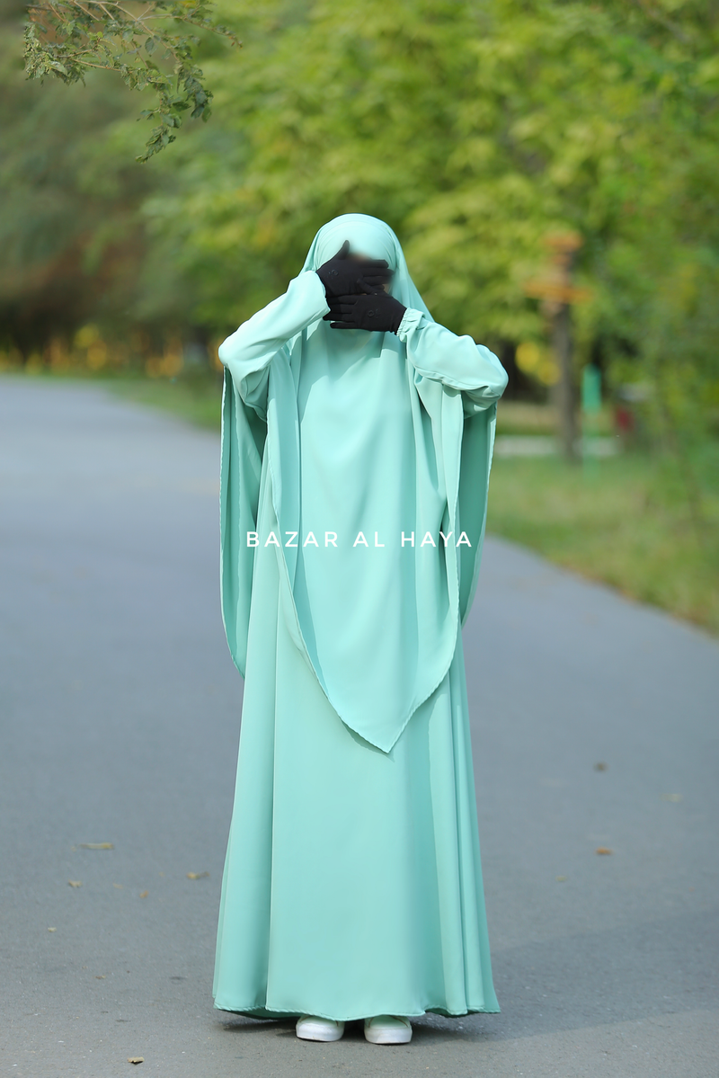 Mint Salam 2 Abaya & Mubarak Khimar Extra Long Set - Nida