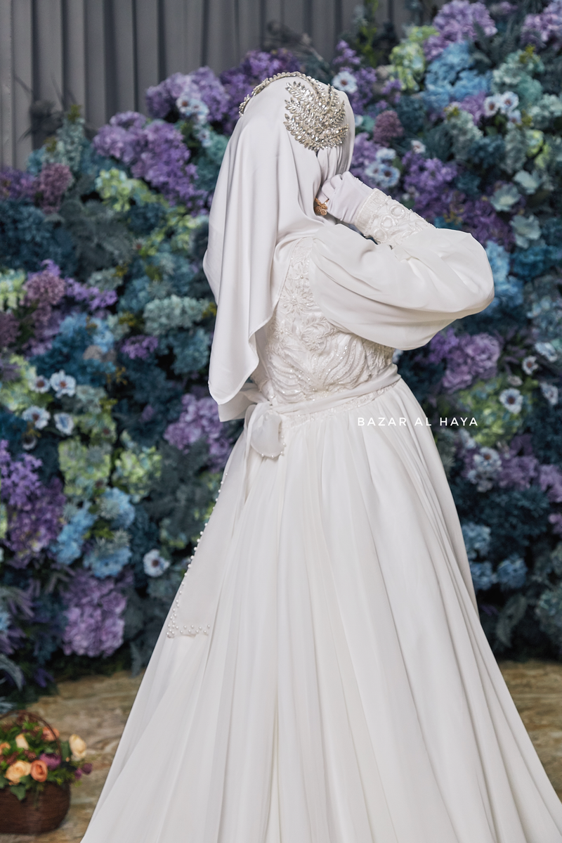 Rehan Embroidered Bridal Wedding Dress In Chiffon & Silk - For Walima Bazar Al Haya Rehan Embroidered Bridal Wedding Dress In Chiffon & Silk - For Walima Bazar Al Haya