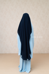Dark Blue Two Layer Niqab - Long & Wide - Super Breathable Veil
