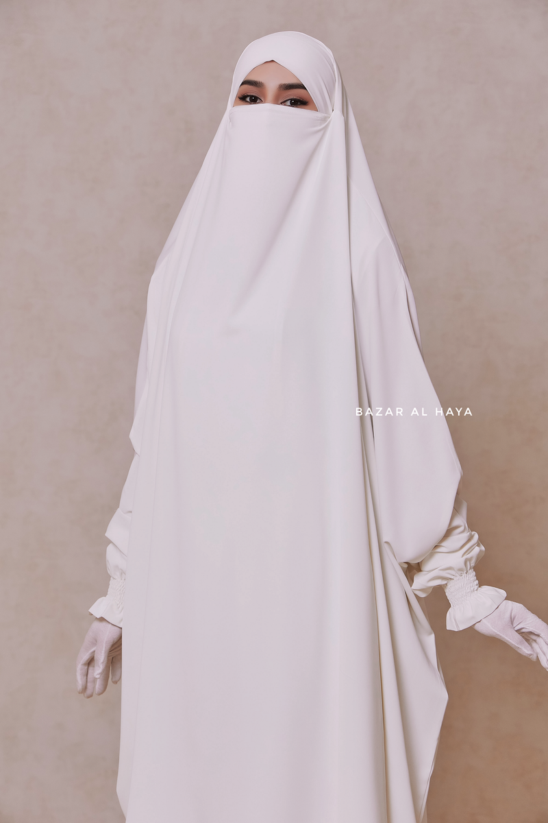 White Hoor - Two Piece Jilbab With Skirt- Long & Loose