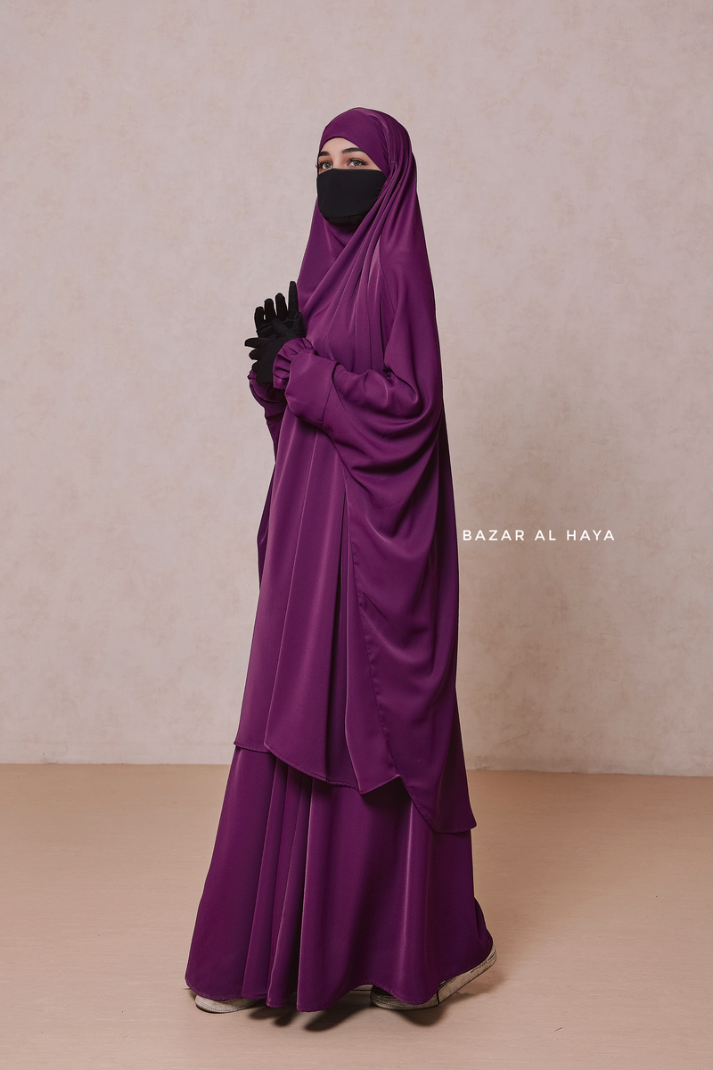 Purple Hoor - Two Piece Jilbab With Skirt- Long & Loose