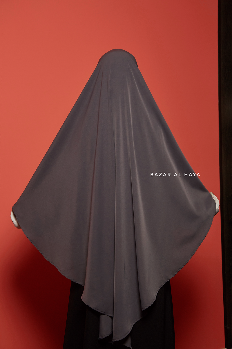 Mubarak Steel Grey Diamond Khimar - Nida Extra Long